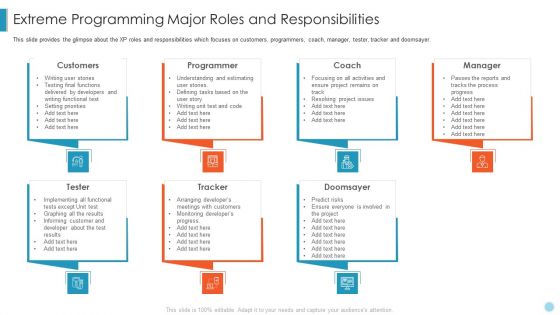 Scrum Crystal XP Development IT Extreme Programming Major Roles And Responsibilities Ppt Inspiration Example PDF