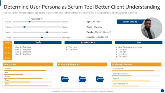Scrum Master Approaches And Tools IT Determine User Persona As Scrum Tool Better Client Understanding Background PDF