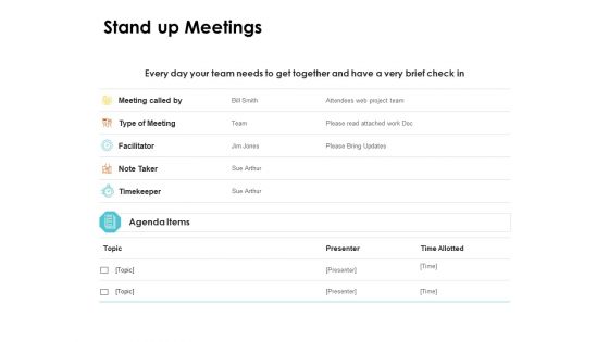 Scrum Practices For Marketing Teams Stand Up Meetings Ppt PowerPoint Presentation Visual Aids Example 2015 PDF