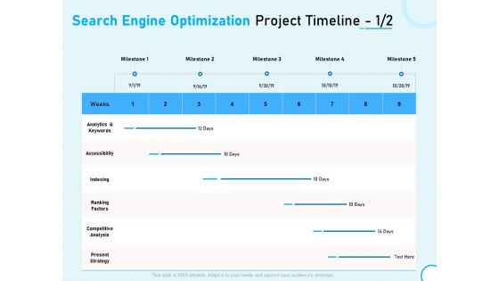 Search Engine Optimization Project Timeline Ppt Infographic Template Visual Aids PDF