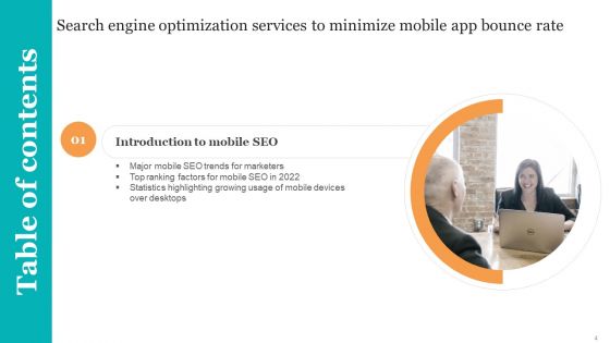 Search Engine Optimization Services To Minimize Mobile App Bounce Rate Ppt PowerPoint Presentation Complete Deck With Slides