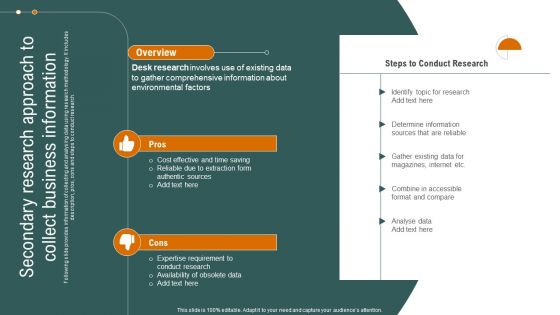 Secondary Research Approach To Collect Business Information Themes PDF