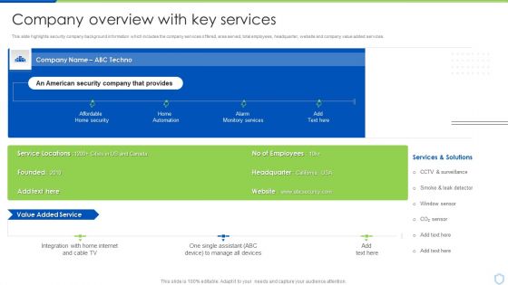 Security And Surveillance Company Profile Company Overview With Key Services Professional PDF