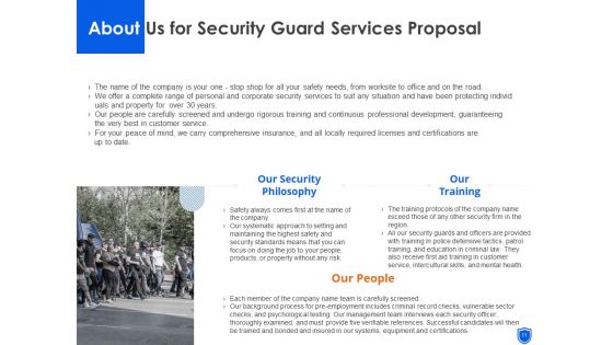Security Guard Services Proposal Ppt PowerPoint Presentation Complete Deck With Slides