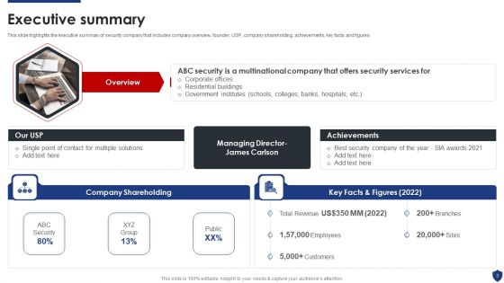 Security Officer Service Company Profile Ppt PowerPoint Presentation Complete Deck With Slides