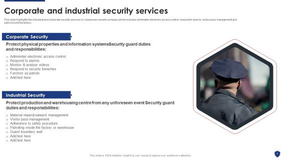 Security Officer Service Company Profile Ppt PowerPoint Presentation Complete Deck With Slides