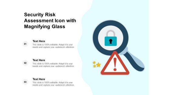 Security Risk Assessment Icon With Magnifying Glass Ppt PowerPoint Presentation File Templates PDF