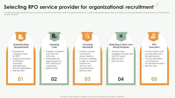 Selecting RPO Service Provider For Organizational Recruitment Ppt Infographic Template Topics PDF