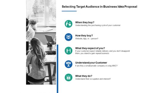 Selecting Target Audience In Business Idea Proposal Ppt PowerPoint Presentation Show Inspiration