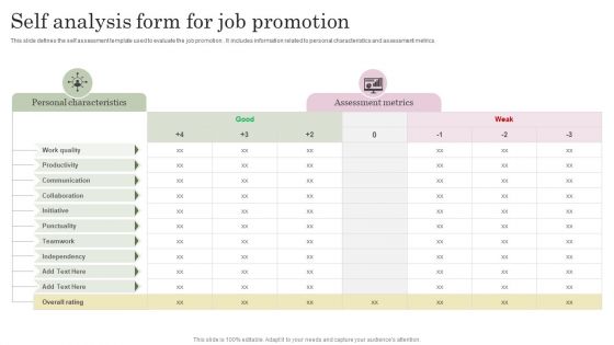 Self Analysis Form For Job Promotion Themes PDF Self Analysis Form For Job Promotion Themes PDF