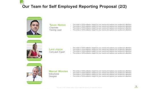Self Employed Reporting Proposal Ppt PowerPoint Presentation Complete Deck With Slides