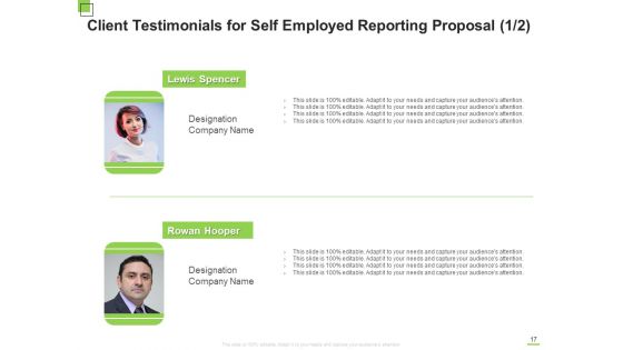 Self Employed Reporting Proposal Ppt PowerPoint Presentation Complete Deck With Slides