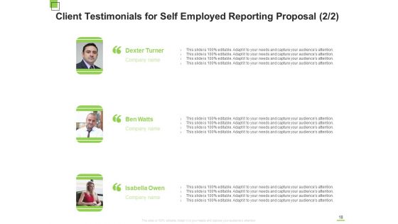 Self Employed Reporting Proposal Ppt PowerPoint Presentation Complete Deck With Slides