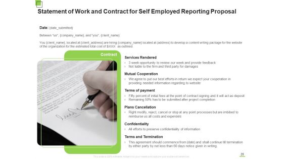 Self Employed Reporting Proposal Ppt PowerPoint Presentation Complete Deck With Slides
