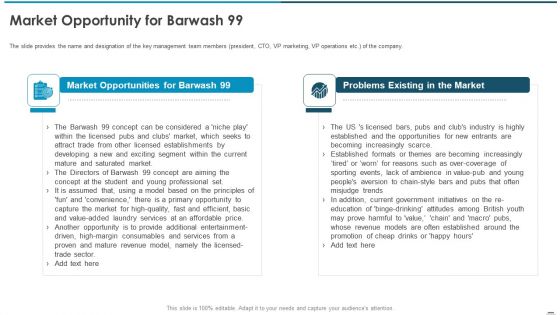 Sell Side Confidential Information Memorandum CIM Pitch Book Market Opportunity For Barwash 99 Introduction PDF