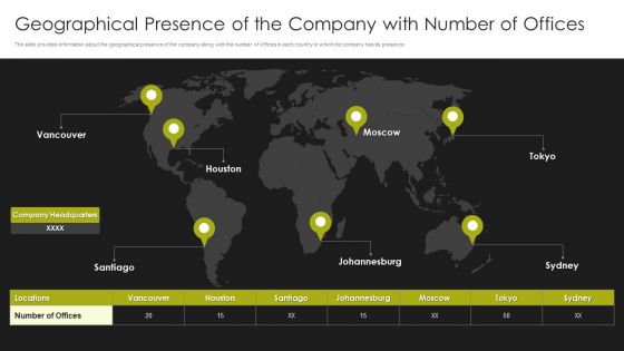 Selling Strategy And Operational Plan Geographical Presence Of The Company With Number Of Offices Ppt Professional Slide PDF