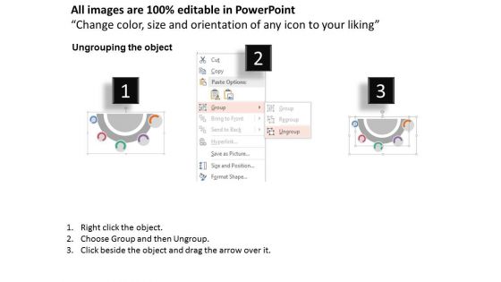 Semicircle With Five Circles Of Percentage Values Powerpoint Template
