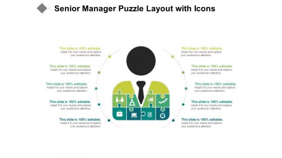 Senior Manager Puzzle Layout With Icons Ppt PowerPoint Presentation Professional Design Templates PDF