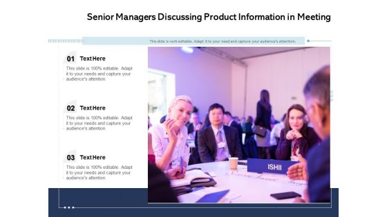 Senior Managers Discussing Product Information In Meeting Ppt PowerPoint Presentation Summary Format Ideas PDF