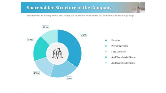 Series A Funding For Start Up Shareholder Structure Of The Company Icons PDF