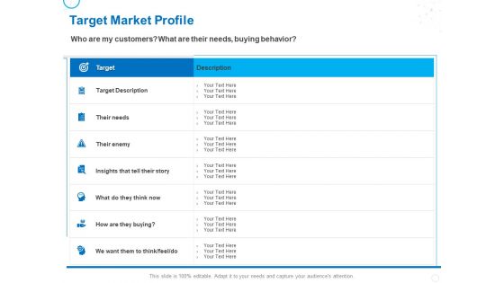 Service Strategy And Service Lifecycle Implementation Target Market Profile Ppt Infographics Influencers PDF
