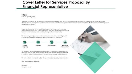 Services Proposal By Financial Representative Ppt PowerPoint Presentation Complete Deck With Slides