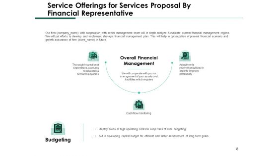 Services Proposal By Financial Representative Ppt PowerPoint Presentation Complete Deck With Slides