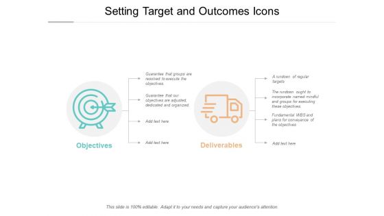 Setting Target And Outcomes Icons Ppt Powerpoint Presentation Layouts Show