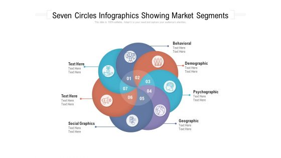 Seven Circles Infographics Showing Market Segments Ppt PowerPoint Presentation Icon Backgrounds PDF