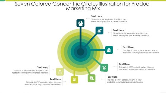Seven Colored Concentric Circles Illustration For Product Marketing Mix Formats PDF