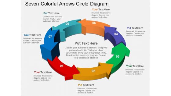 Seven Colorful Arrows Circle Diagram Powerpoint Templates