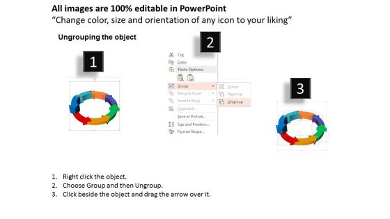 Seven Colorful Arrows Circle Diagram Powerpoint Templates