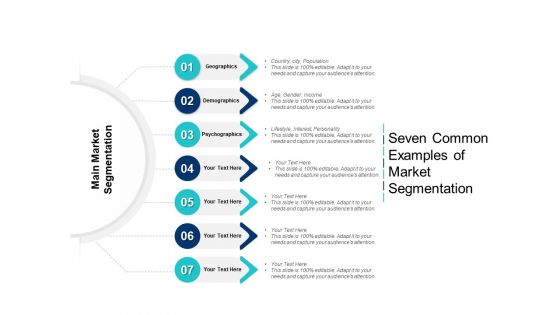 Seven Common Examples Of Market Segmentation Ppt PowerPoint Presentation Icon Mockup PDF