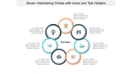 Seven Interlocking Circles With Icons And Text Holders Ppt PowerPoint Presentation Gallery Show