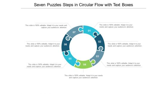 Seven Puzzles Steps In Circular Flow With Text Boxes Ppt Powerpoint Presentation Model Templates