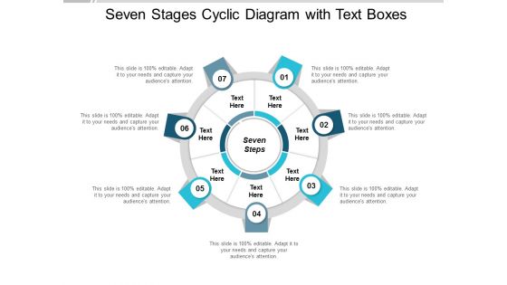 Seven Stages Cyclic Diagram With Text Boxes Ppt Powerpoint Presentation Infographic Template Gridlines