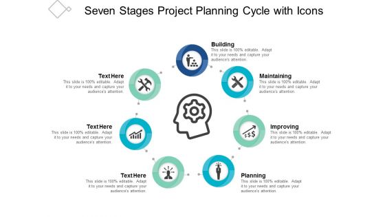 Seven Stages Project Planning Cycle With Icons Ppt Powerpoint Presentation Outline Format