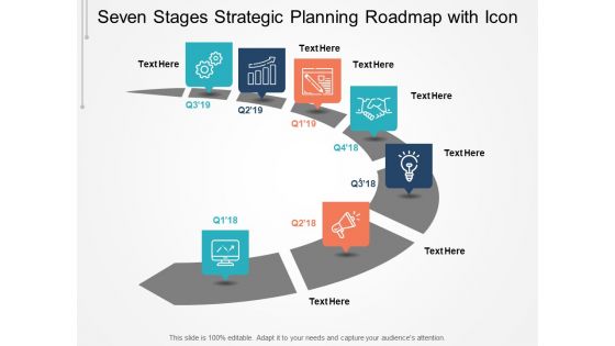 Seven Stages Strategic Planning Roadmap With Icon Ppt PowerPoint Presentation Summary Tips