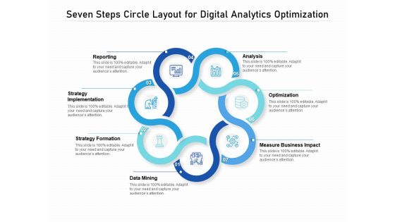 Seven Steps Circle Layout For Digital Analytics Optimization Ppt PowerPoint Presentation Model Structure PDF
