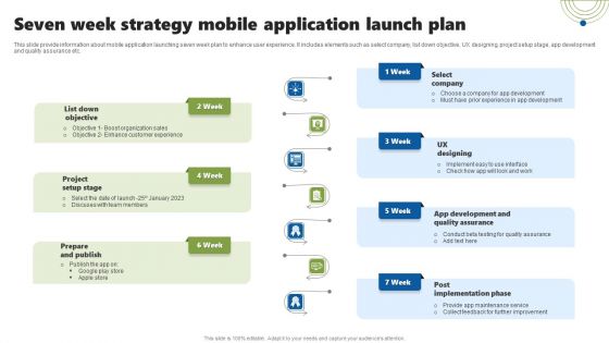 Seven Week Strategy Mobile Application Launch Plan Formats PDF