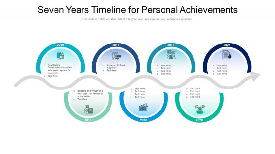 Seven Years Timeline For Personal Achievements Ppt PowerPoint Presentation File Themes PDF