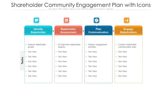 Shareholder Community Engagement Plan With Icons Ppt Ideas Graphics Tutorials PDF