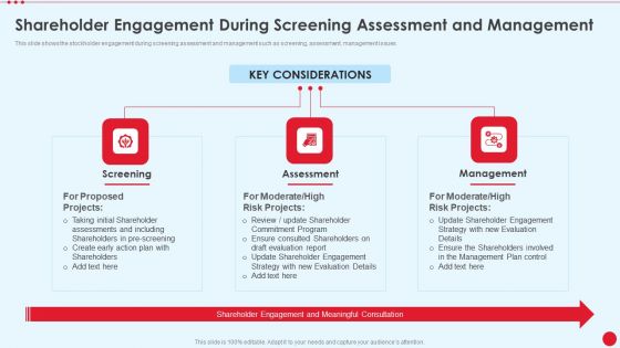 Shareholder Engagement During Screening Assessment And Management Strategy Stakeholder Capitalism For Long Term Value Addition Template PDF