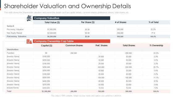 Shareholder Valuation And Ownership Details Structure PDF