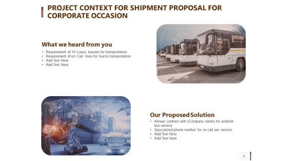 Shipment Proposal For Corporate Occasion Ppt PowerPoint Presentation Complete Deck With Slides