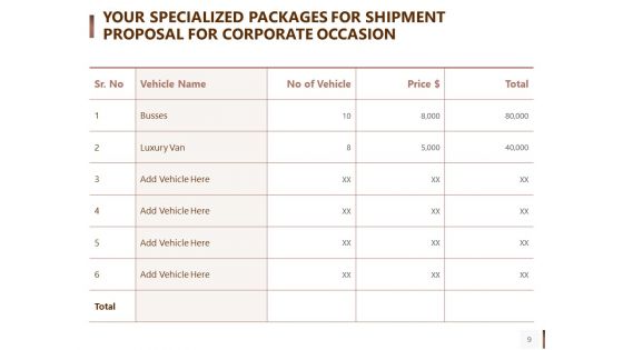 Shipment Proposal For Corporate Occasion Ppt PowerPoint Presentation Complete Deck With Slides