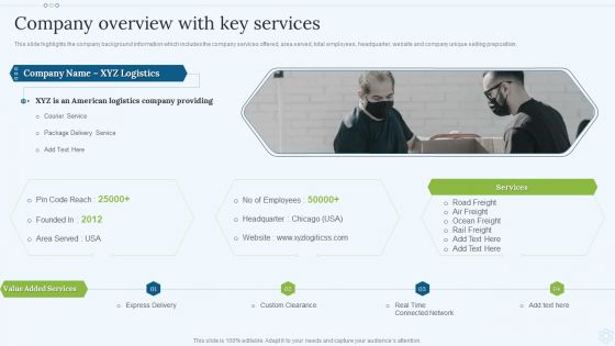 Shipping Services Company Profile Company Overview With Key Services Elements PDF