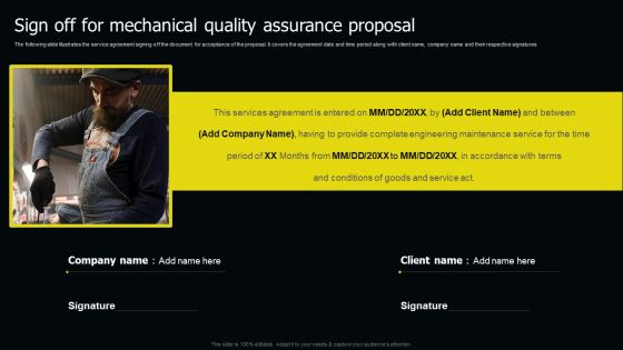 Sign Off For Mechanical Quality Assurance Proposal Ppt Icon Display PDF Sign Off For Mechanical Quality Assurance Proposal Ppt Icon Display PDF