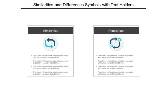 Similarities And Differences Symbols With Text Holders Ppt Powerpoint Presentation Inspiration Gridlines