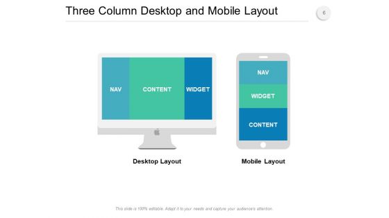 Simple Three Column CSS Layout Content Icons Strip Layout Ppt PowerPoint Presentation Complete Deck